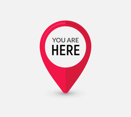 You are here sign icon mark. Destination or location point concept. Pin position marker design