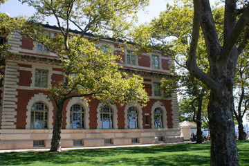 Exterior of Ellis Island Immigration Museum in summer in New York City