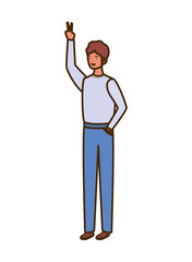 young man standing on white background