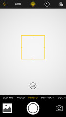 Camera screen phone mobile interface app. Smartphone photo viewfinder ui template design