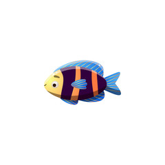 Coral reef angelfish.Raster illustration in the flat cartoon style