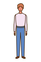 young man standing on white background