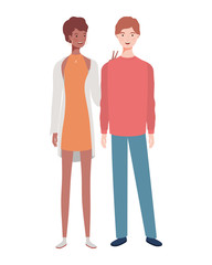 couple of people standing on white background