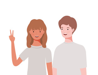 couple of people smiling on white background