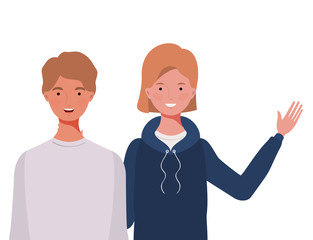 couple of people smiling on white background