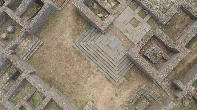 Overhead drone shot of Dungur Mansion in former Kingdom of Aksum in Ethiopia