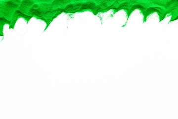 Blog or presentation frame with green sand texture on white background top view mock up