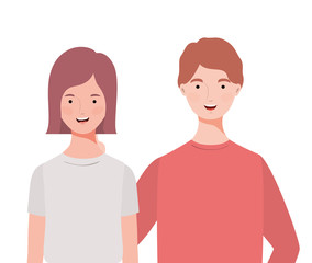 couple of people smiling on white background