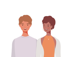 couple of people smiling on white background