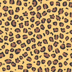 Leopard seamless print pattern animal vector skin texture, leopard or jaguar pattern