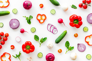 colorful vegetables pattern for cooking design on white background top view