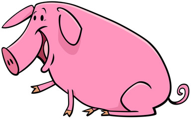 happy comic pig character cartoon illustration