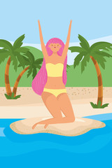 Girl with summer swimwear design