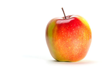 Fresh red-green apple isolated on a white background. Copy space.