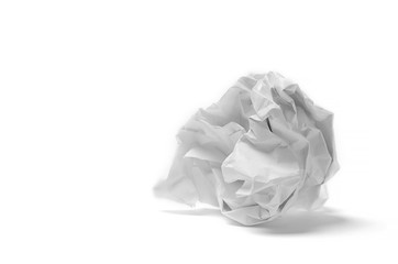 Сrumpled sheet of paper isolated on white background. Crumpled paper ball.