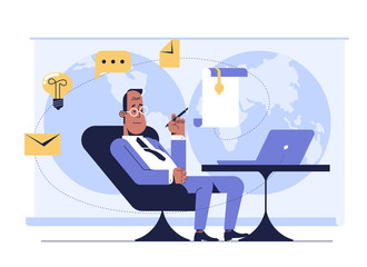  Businessman reads a paper before meeting in the office