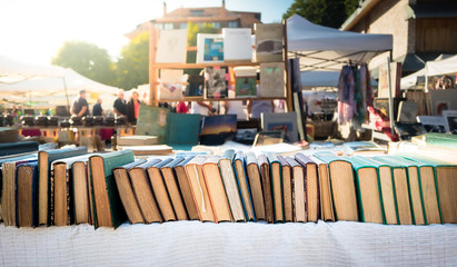 Fototapeta premium Concept of old style culture line of aged books