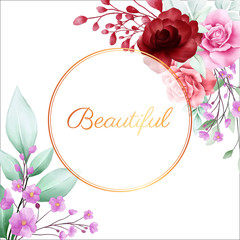 Floral frame with beatiful flowers decoration for wedding or greeting cards