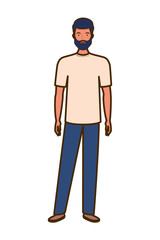 young man standing on white background