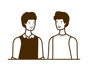 silhouette of men on white background