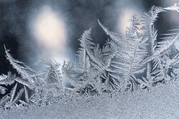 unusual frost on a winter window. winter originality.