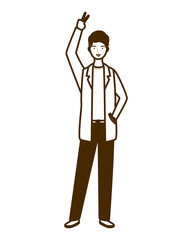 silhouette of man standing on white background