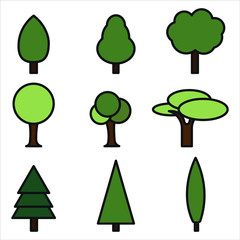 Collection of trees illustrations. Can be used to illustrate any nature or healthy lifestyle topic.