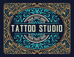 Vintage template with floral elements