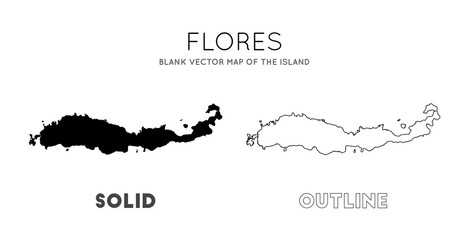 Flores map. Blank vector map of the Island. Borders of Flores for your infographic. Vector illustration.