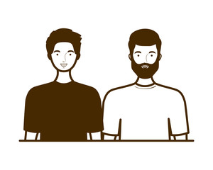 silhouette of men on white background