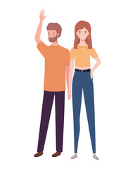 couple of people standing on white background