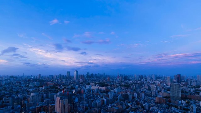 4K 東京　夕暮れから夜景　長時間撮影　タイムラプス