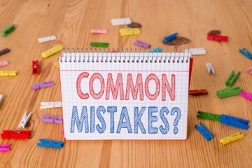 Handwriting text writing Common Mistakes Question. Conceptual photo repeat act or judgement...