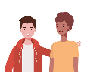 couple of people smiling on white background