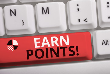 Word writing text Earn Points. Business photo showcasing collecting scores in order qualify to win...