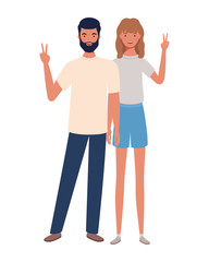 couple of people standing on white background