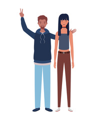 couple of people standing on white background