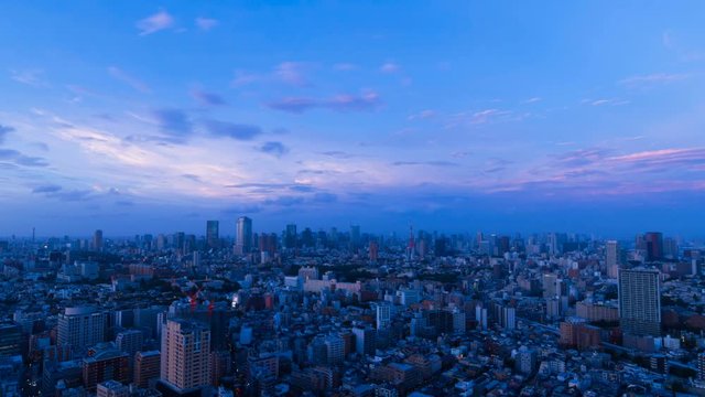 4K 東京　夕暮れから夜景　長時間撮影　タイムラプス