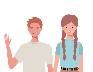 couple of people smiling on white background