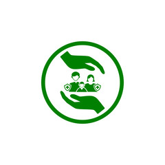 insurance,business protection,crops insurance, life and family insurance green color icon