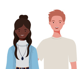 couple of people smiling on white background