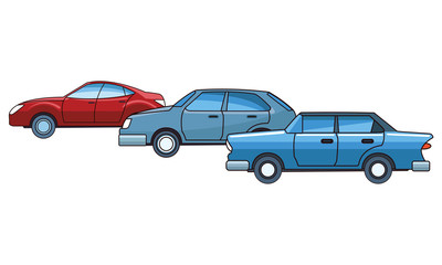 Vintage and classic with modern cars vehicles