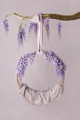 Newborn baby photography swing.  Background for newborn baby.
