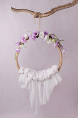 Newborn baby photography swing.  Background for newborn baby.