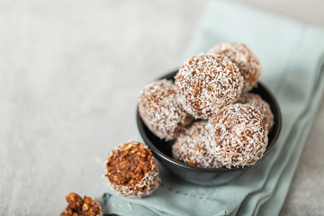 Energy bites for raw vegan diet , no bake