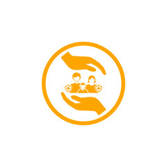 insurance,business protection,crops insurance, life and family insurance orange color icon
