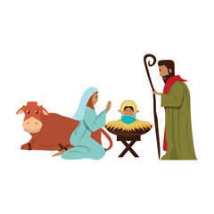 Fototapeta premium merry christmas nativity christian cartoon