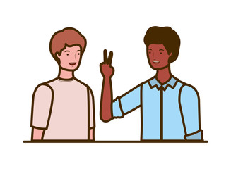 young men on white background