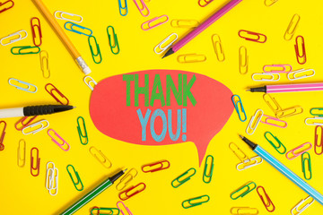 Word writing text Thank You. Business photo showcasing polite expression used when acknowledging...