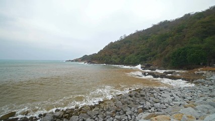 4k video of sea wave with stone at Khao Laem Ya in Mu Ko Samet National Park, Rayong Province, Thailand